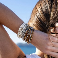 Collier & Bracelet BLONDIE 6 tours - Perles Bohèmes, Nacres & Hématites gold