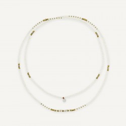Collier & Bracelet BLONDIE 6 tours - Perles Bohèmes, Nacres & Hématites gold