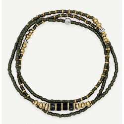 Collier & Bracelet AVOCADO 3 tours - Perles Japonaises vertes & Hématites gold - TÊTES BLONDES
