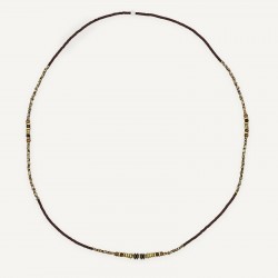 Collier & Bracelet BROWNIE 3 tours - Perles Japonaises marrons & Hématites gold