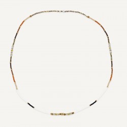 Collier & Bracelet TIRAMISU 3 tours - Perles Japonaises marrons & Hématites gold