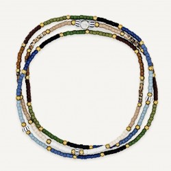 Collier & Bracelet SAO-TOME 3 tours - Perles Multicolores & Hématites gold - TÊTES BLONDES