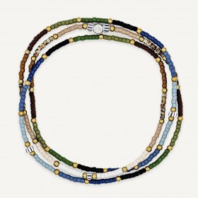 Collier & Bracelet SAO-TOME 3 tours - Perles Multicolores & Hématites gold - TÊTES BLONDES