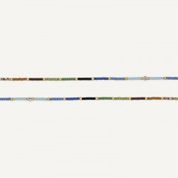 Collier & Bracelet SAO-TOME 3 tours - Perles Multicolores & Hématites gold