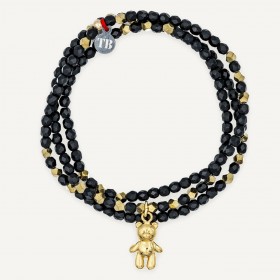 Collier & Bracelet DOUDOU DEDE 3 tours - Perles de Bohème noir & Hématites gold - TÊTES BLONDES