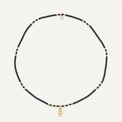 Collier & Bracelet DOUDOU DEDE 3 tours - Perles de Bohème noir & Hématites gold