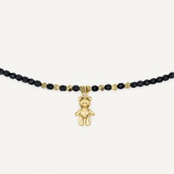 Collier & Bracelet DOUDOU DEDE 3 tours - Perles de Bohème noir & Hématites gold
