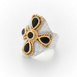 Bague large argent doré -...