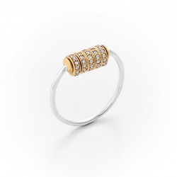 Bague fine en argent - Anneau & Rondelles dorées sertis oxydes TAILLE 56