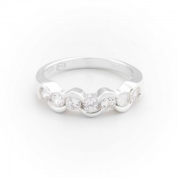 Bague fine en argent - Anneau Arcs & Oxydes blancs TAILLE 52
