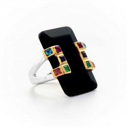 Bague large argent doré -...