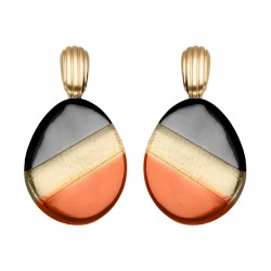 Boucles d'oreilles PARADIS SEPIA doré - Résine noire marron - ARGELOUSE
