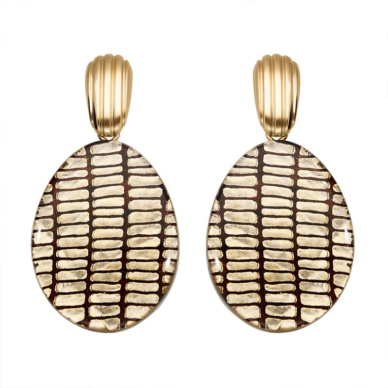 Boucles d'oreilles PARADIS REPTILE doré - Résine noire dorée