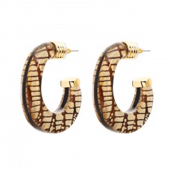 Boucles d'oreilles CREOLES PARADIS REPTILE doré - Résine noire dorée - ARGELOUSE