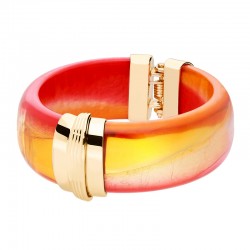 Bracelet Jonc large résine PARADIS CREPUSCULE doré - Ocre & Rouge
