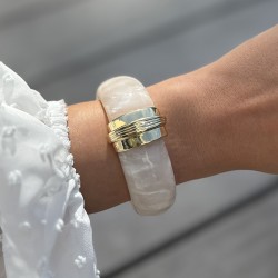 Bracelet Jonc PARADIS doré - Résine marbrée nacrée