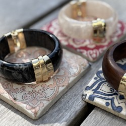 Bracelet Jonc large résine PARADIS SANTAL doré - BOIS