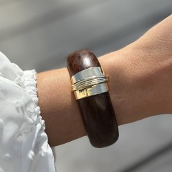 Bracelet Jonc large résine PARADIS SANTAL doré - BOIS ARGELOUSE