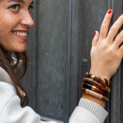 Bracelet élastiqué BOMBOM CACAO - Perles pastilles bombées chocolat