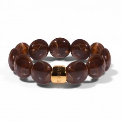 Bracelet élastiqué BOMBOM CACAO - Perles pastilles bombées chocolat - PARABAYA