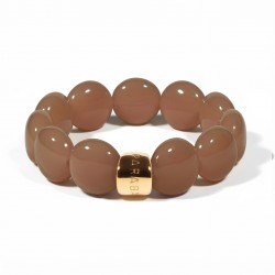Bracelet élastiqué BOMBOM CAFE - Perles pastilles bombées marron - PARABAYA