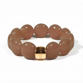 Bracelet élastiqué BOMBOM CAFE - Perles pastilles bombées marron - PARABAYA
