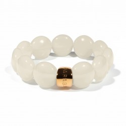 Bracelet élastiqué BOMBOM IVOIRE - Perles pastilles bombées ivoire - PARABAYA
