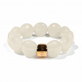 Bracelet élastiqué BOMBOM IVOIRE - Perles pastilles bombées ivoire - PARABAYA