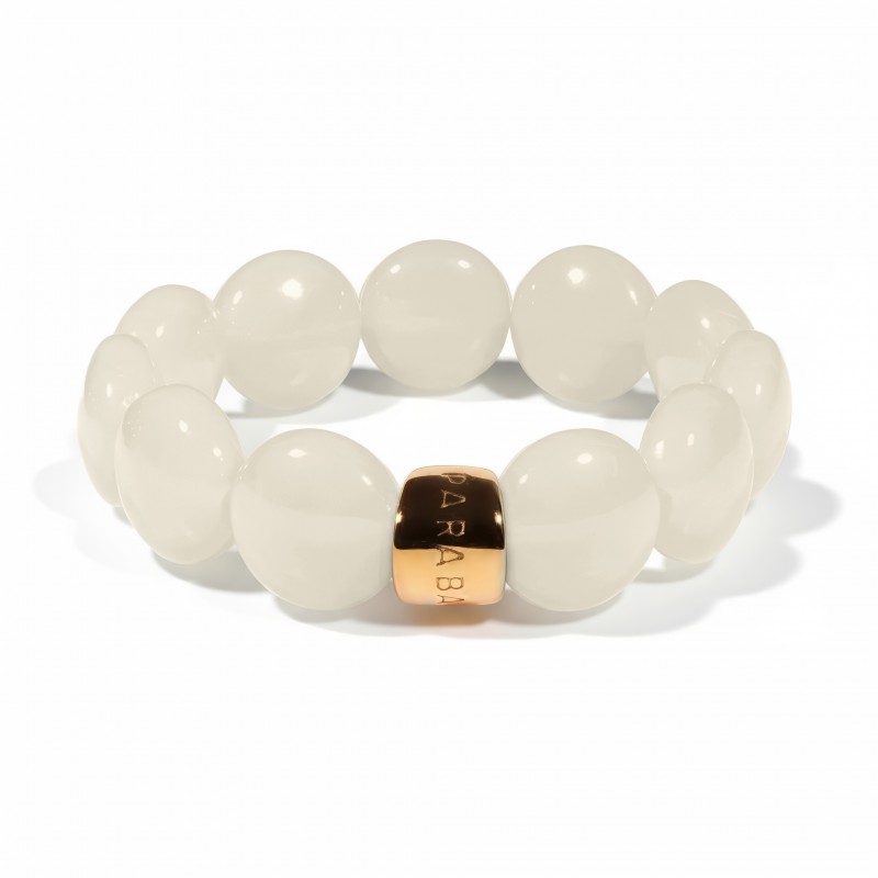 Bracelet élastiqué BOMBOM IVOIRE - Perles pastilles bombées ivoire - PARABAYA