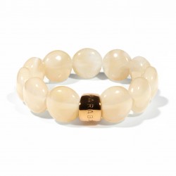Bracelet élastiqué BOMBOM LATTE - Perles pastilles bombées beige - PARABAYA