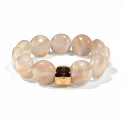 Bracelet élastiqué BOMBOM MACCHIATO - Perles pastilles bombées beige rosé - PARABAYA