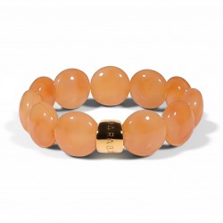 Bracelet élastiqué BOMBOM MIEL - Perles pastilles bombées brun orangé - PARABAYA