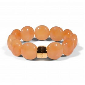 Bracelet élastiqué BOMBOM MIEL - Perles pastilles bombées brun orangé - PARABAYA