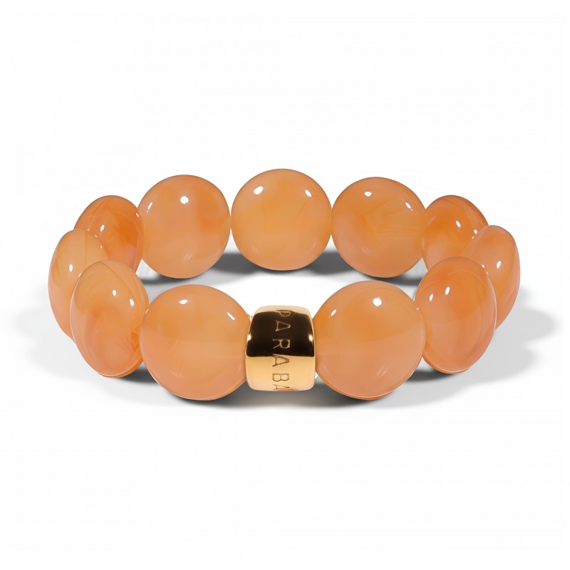 Bracelet élastiqué BOMBOM MIEL - Perles pastilles bombées brun orangé - PARABAYA