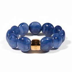 Bracelet élastiqué BOMBOM ORAGE - Perles pastilles bombées bleu - PARABAYA