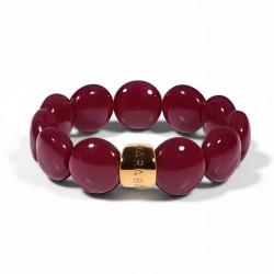 Bracelet élastiqué BOMBOM PRUNE - Perles pastilles bombées rouge - PARABAYA