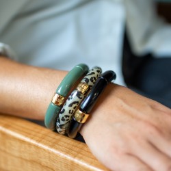 Bracelet jonc élastiqué CHAUD CACAO CAPI MONO 2 - Kaki uni