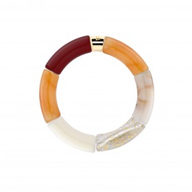 Bracelet jonc élastiqué CHAUD CACAO SOL 1- Orange chocolat blanc - PARABAYA