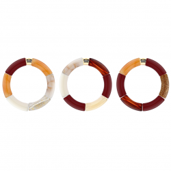 Bracelet jonc élastiqué CHAUD CACAO SOL 2- Ambre chocolat blanc