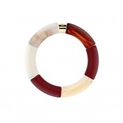 Bracelet jonc élastiqué CHAUD CACAO SOL 2- Ambre chocolat blanc - PARABAYA