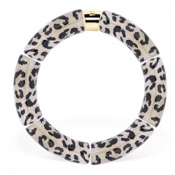 Bracelet jonc élastiqué CHAUD CACAO CAPI MONO 1 - léopard noir & vert PARABAYA