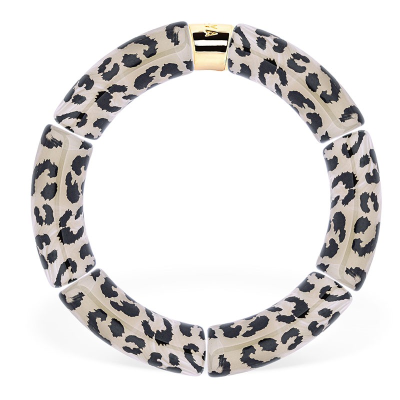 Bracelet jonc élastiqué CHAUD CACAO CAPI MONO 1 - léopard noir & vert PARABAYA