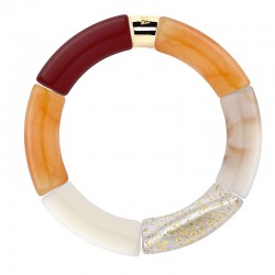 Bracelet jonc élastiqué CHAUD CACAO SOL 1- Beige Miel & Bordeaux  PARABAYA