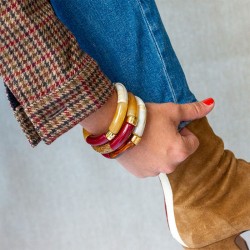 Bracelet jonc élastiqué CHAUD CACAO SOL 2- Ambre chocolat blanc