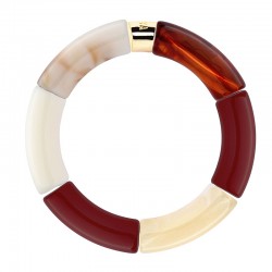 Bracelet jonc élastiqué CHAUD CACAO SOL 2- Bordeaux beige & ambre PARABAYA