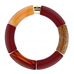 Bracelet jonc élastiqué CHAUD CACAO SOL 3- Miel Bordeaux & paillettes  PARABAYA