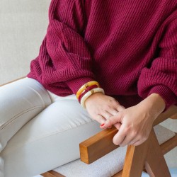 Bracelet jonc élastiqué CHAUD CACAO MONO SOL 1- Bordeaux