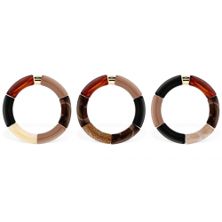Bracelet jonc élastiqué CHAUD CACAO MOCA 1- Rouge rose ivoire noir - PARABAYA