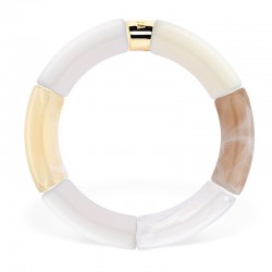 Bracelet jonc élastiqué CHAUD CACAO CREME 1- Beige & blanc marbré PARABAYA