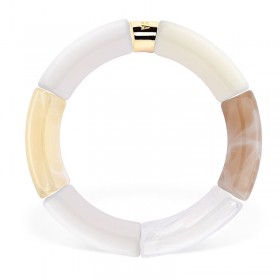 Bracelet jonc élastiqué CHAUD CACAO CREME 1- Beige & blanc marbré PARABAYA